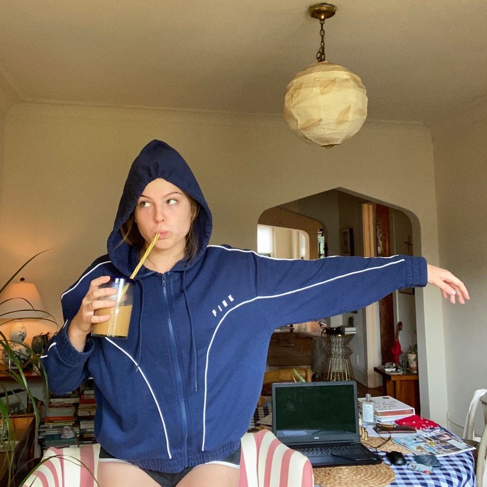 Retro style PINK zip up hoodie